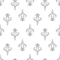 Military fighter plane, vector doodle icon. Seamless Pattern Vector illustration of war aviation equipment.