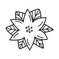 Poinsettia flower icon, cartoon vector illustration of doodle style. Isolated on white