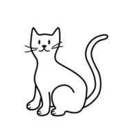 Cat cartoon character of a pet. Vector illustration,  outline  funny cat. Isolate on white.