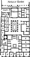 casa de pansa, plano de pompeya grabado vintage. vector