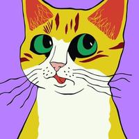 Cute Whimsical Colorful Cat Portrait vector