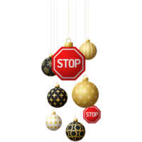 stop road sign hanging christmas bauble png