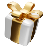 cajas de regalo de render 3d blanco y dorado realistas aisladas png