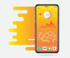 UI, UX, GUI screen apps on smartphone to track for fitness and runner concept of the interface design, application map for sports, app fitness, Vector illustration