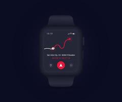 Smartwatch Compass app UI UX GUI concept, Map GPS app on screen navigation, watch weather, application compass for navigator, app map, North West South East navigate technology, Vector illustration