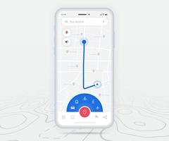 Map GPS navigation, Smartphone map application and red pinpoint screen, App search map navigation, Technology map, City navigation maps, City street, gps tracking, Location tracker, Vector