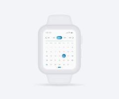 Smartwatch calendar planner app concept, Activity calendar clock UI UX, Wristwatch calendar schedule agenda annual planning meeting application, Calendar events, Appointment, Event fitness, Vector
