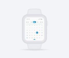 Smartwatch calendar planner app concept, Activity calendar clock UI UX, Wristwatch calendar schedule agenda annual planning meeting application, Calendar events, Appointment, Event fitness, Vector