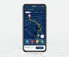 Map GPS navigation app ux ui concept, Mobile map application, Smartphone App search map navigation, Technology map, City navigation maps, City street, gps tracking, Location tracker, Vector