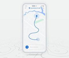 mapa gps navegación ux ui concepto, punto de destino de aplicación de mapa de teléfono inteligente en pantalla, navegación de mapa de búsqueda de aplicación, mapa de tecnología, mapas de navegación de ciudad, conductor de entrega, calle, pista, vector de ubicación