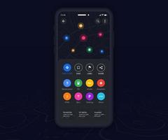 mapa de smartphone aplicación de navegación gps modo oscuro concepto ux ui, aplicación de mapa móvil, navegación de mapa de búsqueda de aplicaciones, mapa de tecnología, mapas de navegación de calles de la ciudad, seguimiento gps, modo oscuro de aplicación, vector