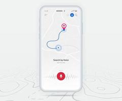 mapa gps navegación ux ui concepto, punto de destino de aplicación de mapa de teléfono inteligente en pantalla, navegación de mapa de búsqueda de aplicación, mapa de tecnología, mapas de navegación de ciudad, conductor de entrega, calle, pista, vector de ubicación