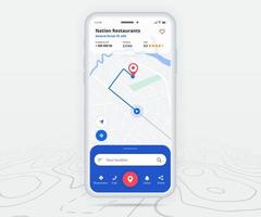 Map GPS navigation app ux ui concept, Mobile map application, Smartphone App search map navigation, Technology map, City navigation maps, City street, gps tracking, Location tracker, Vector