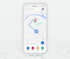 Map GPS navigation ux ui concept, Smartphone map application and destination pinpoint on screen, App search map navigate, Technology map, City navigation maps, City street, tracking, location, Vector