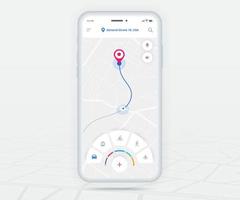 mapa gps navegación ux ui concepto, aplicación de mapa de teléfono inteligente y punto de destino en pantalla, mapa de búsqueda de aplicaciones navegar, mapa de tecnología, mapas de navegación de la ciudad, calle de la ciudad, seguimiento, ubicación, vector