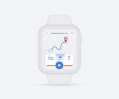 Smartwatch Map GPS navigation app ux ui concept, clock map application, App search map wristwatch, Technology map, City navigate wrist, City street, gps tracking, Location tracker, Vector illustration