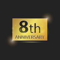 Gold square plate Elegant logo 8th year anniversary celebration vector