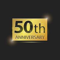 Gold square plate Elegant logo 50th year anniversary celebration vector