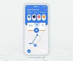 mapa gps navegación ux ui concepto, punto de destino de aplicación de mapa de teléfono inteligente en pantalla, navegación de mapa de búsqueda de aplicación, mapa de tecnología, mapas de navegación de ciudad, conductor de entrega, calle, pista, vector de ubicación