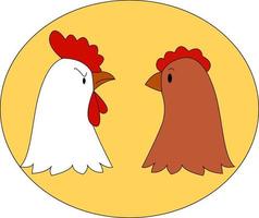 Chicken family, illustration, vector on white background.