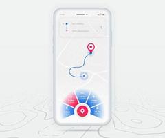 Map GPS navigation ux ui concept, Smartphone map application  destination point on screen, App search map navigate, Technology map, City navigation maps, delivery rider, street, track, location vector