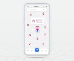 Map GPS navigation coffee shop app ux ui concept, Mobile map application, Smartphone App search map navigate, Technology map, City navigation maps, City street, gps tracking, Location tracker, Vector