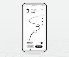 Map GPS navigation ux ui outline, Smartphone map application and destination pinpoint on screen, App search maps navigate, Technology map, City navigation maps, Map icon, tracking, location, Vector