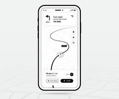 mapa gps navegación ux ui contorno, aplicación de mapa de smartphone y punto de destino en pantalla, navegación de mapas de búsqueda de aplicaciones, mapa de tecnología, mapas de navegación de la ciudad, icono de mapa, seguimiento, ubicación, vector