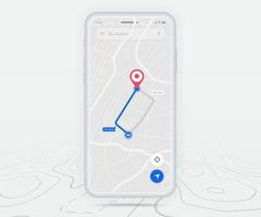 Map GPS navigation ux ui concept, Smartphone map application  destination point on screen, App search map navigate, Technology map, City navigation maps, delivery rider, street, track, location vector