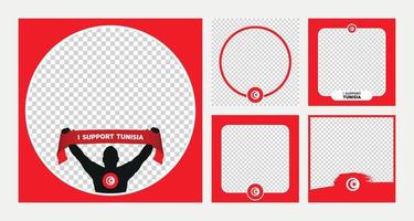 I support Tunisia world football championship profil picture frame banners for social media vector