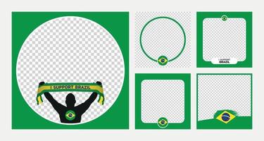 I support Brazil world football championship profil picture frame banners for social media vector