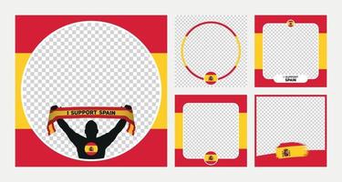 I support Spain world football championship profil picture frame banners for social media vector