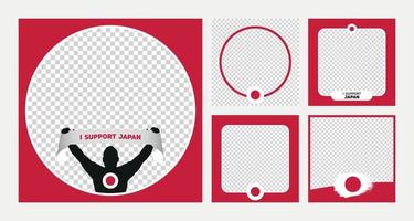 I support Japan world football championship profil picture frame banners for social media vector