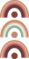 arco iris en estilo plano. composición de moda al estilo boho. plantilla para póster, diseño de interiores, tarjeta, pegatina. vector