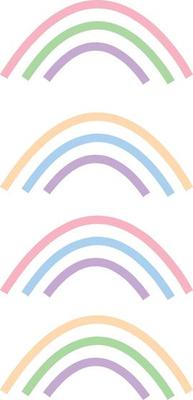 rainbow set in flat style. gentle pastel cute collection