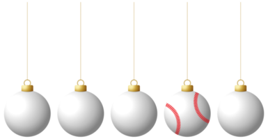 béisbol deporte navidad o año nuevo bola de adorno colgando de un hilo png