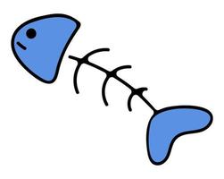 hueso de pescado al estilo de las caricaturas. ilustración vectorial aislado sobre fondo blanco. vector