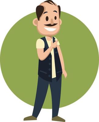 Happy man smiling, illustration, vector on white background.