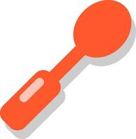 Red kitchen spoon, icon illustration, vector on white background