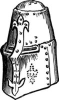 Tilting Helmet are used during the reign of Edward III vintage engraving. vector