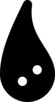 Black drop with two small white dots, illustration, vector on white background.