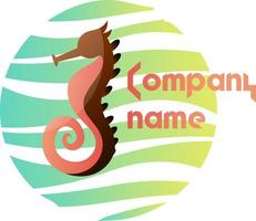 Brown and pink sea horse vector logo illsutration on a white background