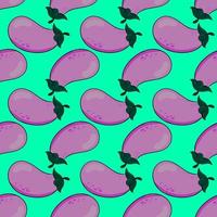 Eggplant pattern, seamless pattern on green background. vector