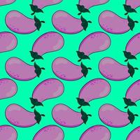 Eggplant pattern, seamless pattern on green background. vector