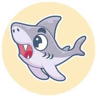 cute shark character illustration vector