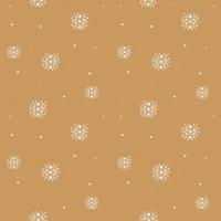 Snowflake simple seamless pattern. white snow on golden background. Abstract wallpaper, wrapping decoration. Symbol of winter, Merry Christmas holiday, Happy New Year celebration Vector illustration.