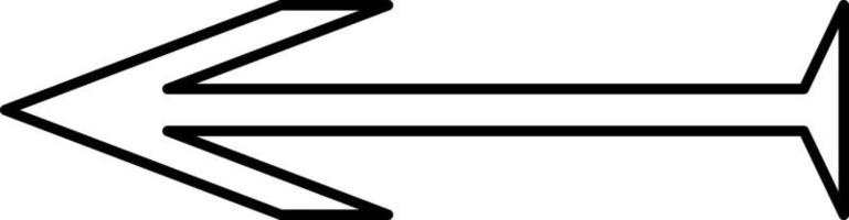 Sharp arrow to the left with a tail, illustration, vector on white background.