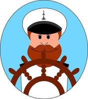 Captain of the ship, illustration, vector on white background.