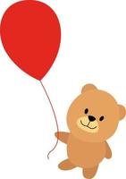 Bear with a balloon, illustration, vector on white background.