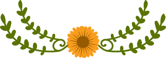 Flower Ornament with leaves png